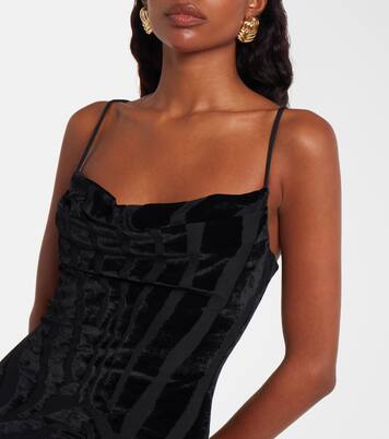 Zebra-print velvet maxi dress | Balmain