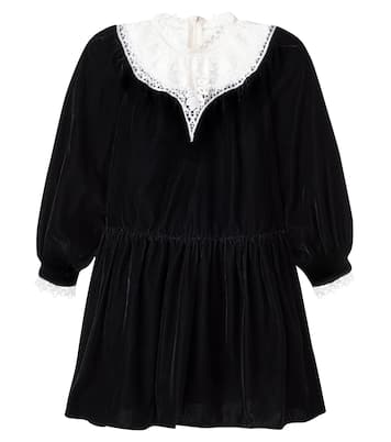 Lace-trimmed velvet dress | Petite Amalie  