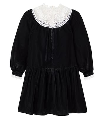 Lace-trimmed velvet dress | Petite Amalie  