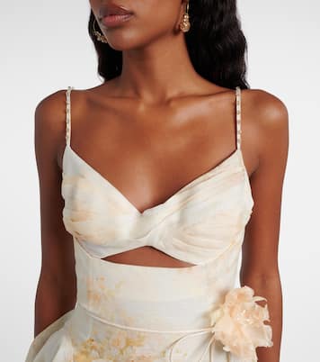 Memento floral linen and silk minidress | Zimmermann