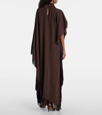 New Age fringed asymmetric satin kaftan | Taller Marmo