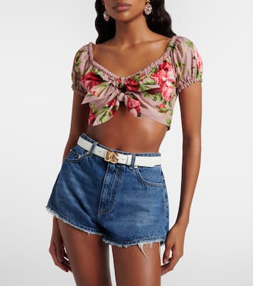 Floral bow-detail cotton crop top | Dolce&Gabbana