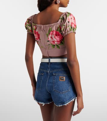 Floral bow-detail cotton crop top | Dolce&Gabbana