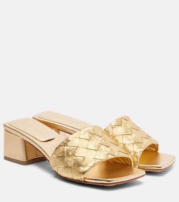 Parco Intrecciato metallic leather mules | Bottega Veneta