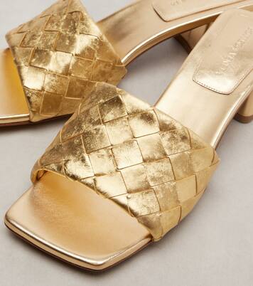 Parco Intrecciato metallic leather mules | Bottega Veneta