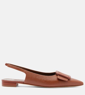 Maylura 크로코 이펙트 레더 슬링백 플랫 슈즈 | Manolo Blahnik