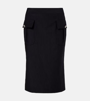 Chalk stripe wool and mohair pencil skirt | McQueen