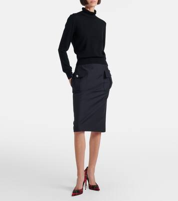 Chalk stripe wool and mohair pencil skirt | McQueen