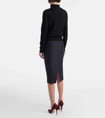 Chalk stripe wool and mohair pencil skirt | McQueen