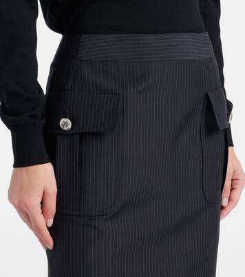 Chalk stripe wool and mohair pencil skirt | McQueen