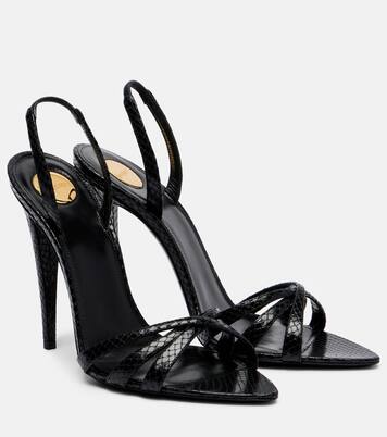 Kate 110 croc-effect leather slingback sandals | Saint Laurent
