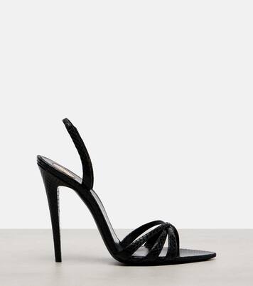 Kate 110 croc-effect leather slingback sandals | Saint Laurent