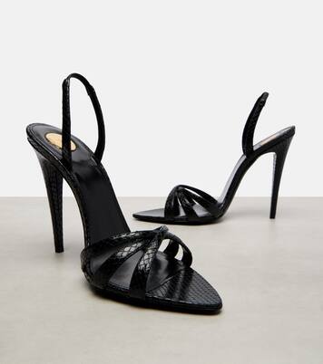 Kate 110 croc-effect leather slingback sandals | Saint Laurent