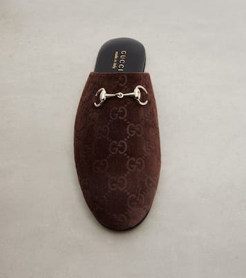 Mules Horsebit in suede GG | Gucci