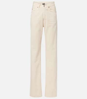 Leather-trimmed wide-leg jeans | Saint Laurent