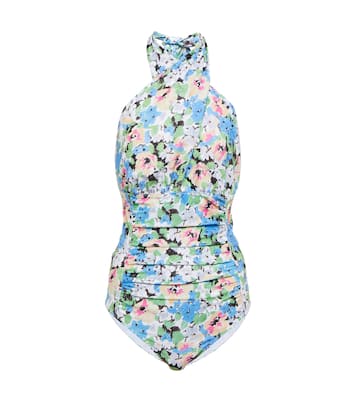 Floral halterneck swimsuit | Ganni