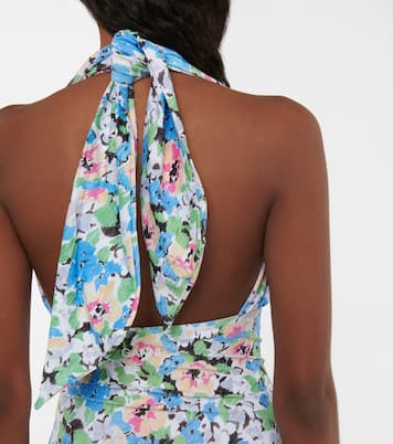 Floral halterneck swimsuit | Ganni
