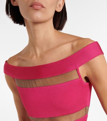 Off-Shoulder-Kleid mit Mesh | Balmain