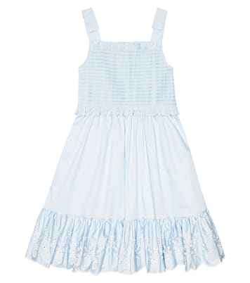 Smocked cotton poplin dress | Self-Portrait Kids