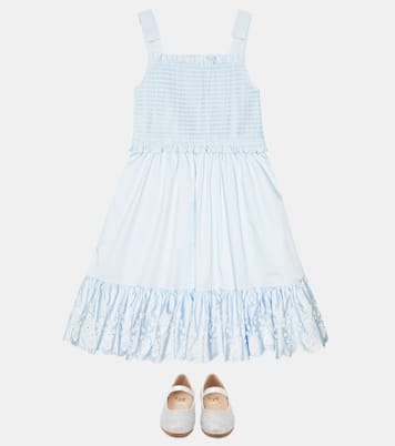 Smocked cotton poplin dress | Self-Portrait Kids
