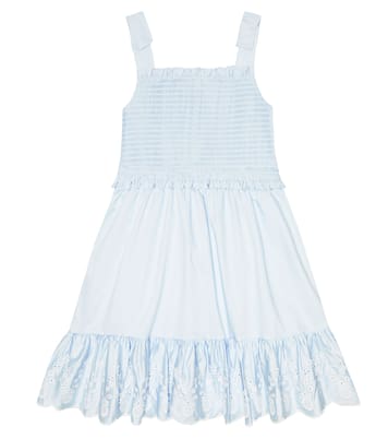 Smocked cotton poplin dress | Self-Portrait Kids