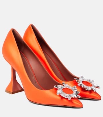 Pumps in raso con cristalli | Amina Muaddi