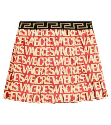 Falda plisada con logo y Greca | Versace Kids