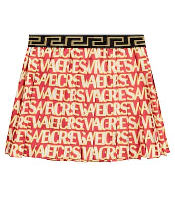 Falda plisada con logo y Greca | Versace Kids