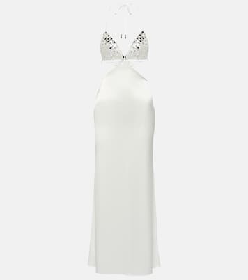 Embellished cutout satin slip dress | David Koma