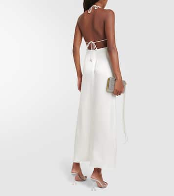 Embellished cutout satin slip dress | David Koma