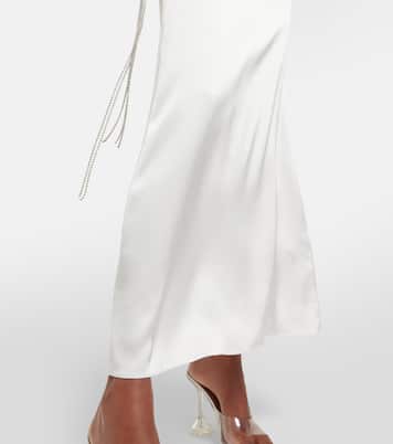 Embellished cutout satin slip dress | David Koma
