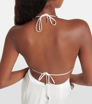 Embellished cutout satin slip dress | David Koma