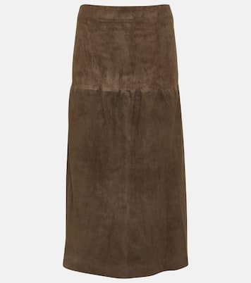 Sacha suede midi skirt | Joseph
