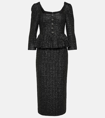 Peplum bouclé midi dress | Self-Portrait