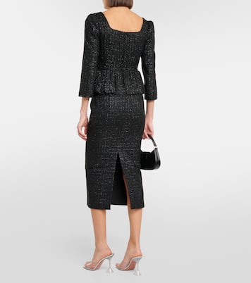 Peplum bouclé midi dress | Self-Portrait