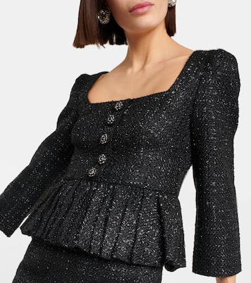 Peplum bouclé midi dress | Self-Portrait