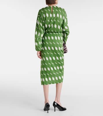 Abito midi in misto seta con stampa | Dries Van Noten