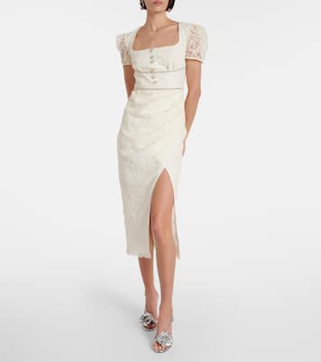 Bridal - Abito midi in pizzo | Self-Portrait