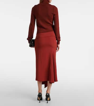 Turtleneck wool and crêpe midi dress | Victoria Beckham