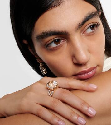 Bague en or 14 ct, topaze et diamants | Mateo