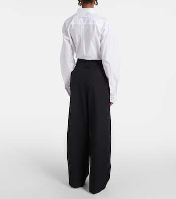 Lace-up wool wide-leg pants in black - Jean Paul Gaultier