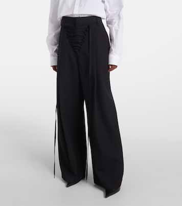 【通販激安】 Lace-up Gaultier Paul Jean - black in pants wide-leg wool パンツ