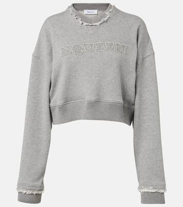 Felpa cropped in cotone con logo | McQueen