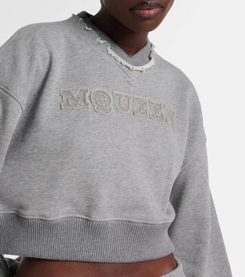Felpa cropped in cotone con logo | McQueen