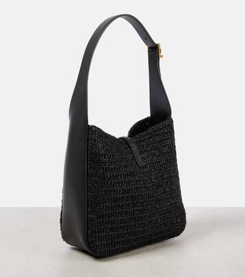Le 5 à 7 Supple Small raffia shoulder bag | Saint Laurent