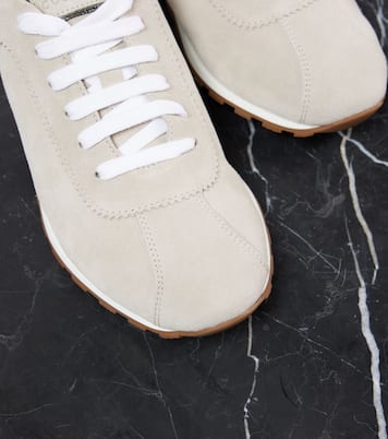 Sneakers in suede con monili | Brunello Cucinelli