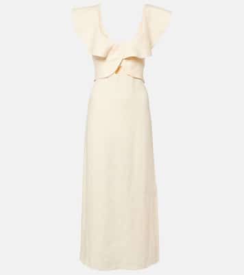 Abito midi in lino con ruches | Johanna Ortiz
