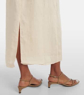 Abito midi in lino con ruches | Johanna Ortiz