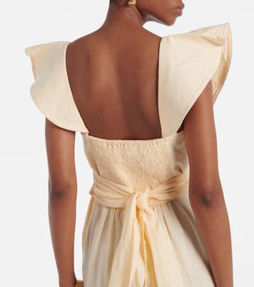 Abito midi in lino con ruches | Johanna Ortiz