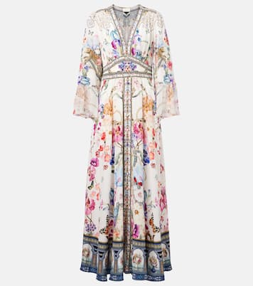 Maxikleid aus Seide mit Kristallen | Camilla